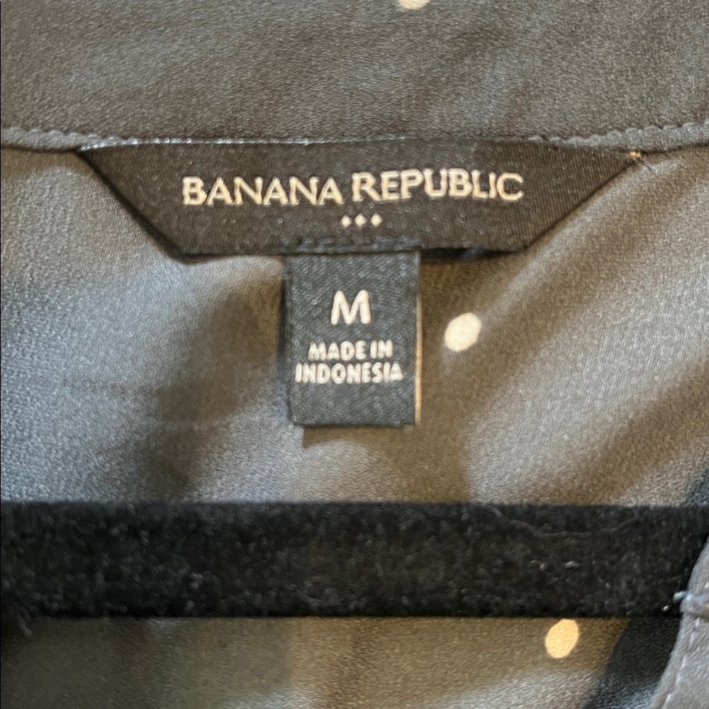 Banana Republic Charcoal Blouse with cream Dots